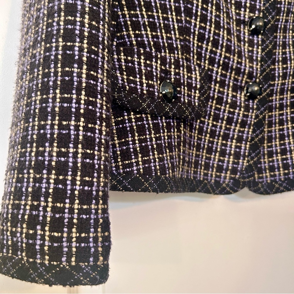 KASPER Tweed Blazer Size 8. Black/Purple/Tan Career Jacket EUC - Picture 3 of 13